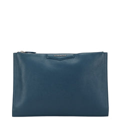 ジバンシー ロゴ クラッチバッグ セカンドバッグ ブルー レザー レディース Givenchy 【中古】