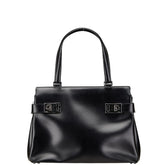 サルヴァトーレフェラガモ ガンチーニ ハンドバッグ ブラック シルバー レザー レディース Salvatore Ferragamo 【中古】