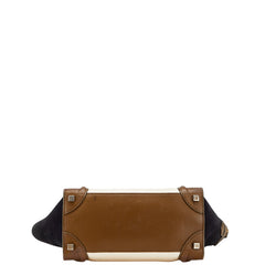 セリーヌ ラゲージ マイクロショッパー ハンドバッグ ベージュ ブラウン ブラック レザー スウェード レディース CELINE 【中古】