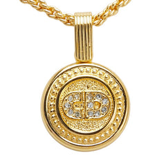 ディオール CDロゴ ラウンド ラインストーン ネックレス ゴールド メッキ レディース Dior 【中古】
