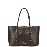 サルヴァトーレフェラガモ ロゴ トートバッグ ハンドバッグ ブラウン レザー レディース Salvatore Ferragamo 【中古】