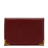 カルティエ マストライン カードケース 名刺入れ ボルドー ワインレッド レザー レディース CARTIER 【中古】