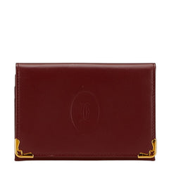 カルティエ マストライン カードケース 名刺入れ ボルドー ワインレッド レザー レディース CARTIER 【中古】