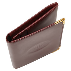 カルティエ マストライン カードケース 名刺入れ ボルドー ワインレッド レザー レディース CARTIER 【中古】