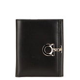 サルヴァトーレフェラガモ ガンチーニ 二つ折り財布 ブラック レザー レディース Salvatore Ferragamo 【中古】