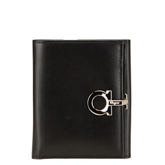 サルヴァトーレフェラガモ ガンチーニ 二つ折り財布 ブラック レザー レディース Salvatore Ferragamo 【中古】