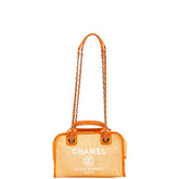 シャネル ココマーク ドーヴィル チェーン ハンドバッグ ショルダーバッグ 2WAY オレンジ キャンバス レザー レディース CHANEL 【中古】