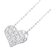 K18WG ホワイトゴールド ダイヤ0.40ct パヴェ ハート モチーフ ペンダントネックレス レディース 【中古】