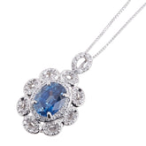 Pt900 プラチナ Pt850 プラチナ サファイア1.801ct ダイヤ0.35ct ペンダントネックレス レディース 【中古】
