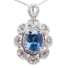 Pt900 プラチナ Pt850 プラチナ サファイア1.801ct ダイヤ0.35ct ペンダントネックレス レディース 【中古】