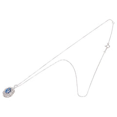 Pt900 プラチナ Pt850 プラチナ サファイア1.801ct ダイヤ0.35ct ペンダントネックレス レディース 【中古】