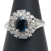 Pt900 プラチナ サファイア1.00ct ダイヤ0.18ct リング 指輪 レディース 11.5号 【中古】