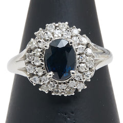 Pt900 プラチナ サファイア1.00ct ダイヤ0.18ct リング 指輪 レディース 11.5号 【中古】