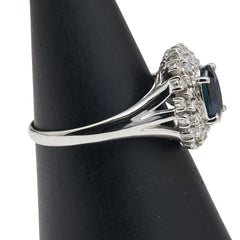 Pt900 プラチナ サファイア1.00ct ダイヤ0.18ct リング 指輪 レディース 11.5号 【中古】