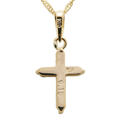K18YG イエローゴールド ダイヤ0.15ct クロス 十字架 モチーフ ネックレス レディース 【中古】