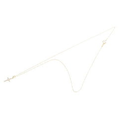 K18YG イエローゴールド ダイヤ0.15ct クロス 十字架 モチーフ ネックレス レディース 【中古】