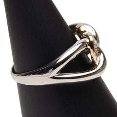 Pt900 プラチナ K18YG イエローゴールド コンビ ダイヤ0.10ct ハート モチーフ リング 指輪 レディース 12号 【中古】