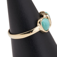 K18YG イエローゴールド トルコ石 ダイヤ リング 指輪 レディース 11.5号 【中古】