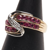 K18YG イエローゴールド Pt900 プラチナ コンビ ルビー1.45ct ダイヤ0.02 リング 指輪 レディース 11号 【中古】