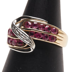 K18YG イエローゴールド Pt900 プラチナ コンビ ルビー1.45ct ダイヤ0.02 リング 指輪 レディース 11号 【中古】