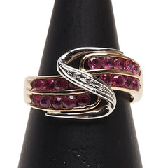 K18YG イエローゴールド Pt900 プラチナ コンビ ルビー1.45ct ダイヤ0.02 リング 指輪 レディース 11号 【中古】