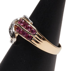 K18YG イエローゴールド Pt900 プラチナ コンビ ルビー1.45ct ダイヤ0.02 リング 指輪 レディース 11号 【中古】