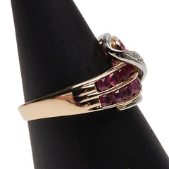 K18YG イエローゴールド Pt900 プラチナ コンビ ルビー1.45ct ダイヤ0.02 リング 指輪 レディース 11号 【中古】