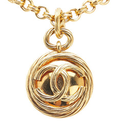 シャネル ヴィンテージ ココマーク ラウンド ミラー ネックレス ゴールド メッキ レディース CHANEL 【中古】
