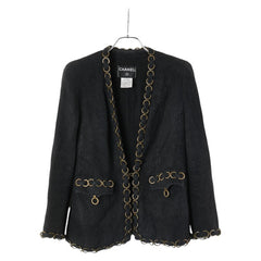 シャネル カーディガン サイズ:38 ブラック シルク レディース CHANEL 【中古】