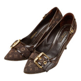 ルイ ヴィトン モノグラム パンプス サイズ:35 1/2M ブラウン キャンバス レザー レディース LOUIS VUITTON 【中古】