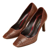 ルイ ヴィトン ウィングチップ スクエアトゥ ハイヒール パンプス サイズ:36 BR0065 ブラウン レザー レディース LOUIS VUITTON 【中古】