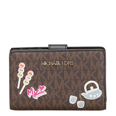 マイケルコース MKシグネチャー 団子 湯呑み 急須 ロゴ 二つ折り財布 ブラウン マルチカラー PVC レザー レディース Michael Kors 【中古】