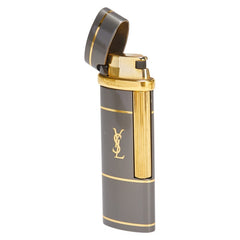 サンローラン ロゴ ガスライター ゴールド グレー メッキ レディース SAINT LAURENT 【中古】