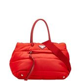 プラダ 三角ロゴプレート ハンドバッグ ショルダーバッグ 2WAY BN2771 レッド ナイロン レザー レディース PRADA 【中古】