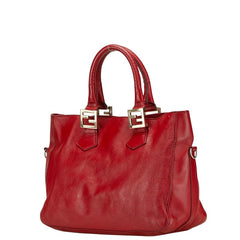 フェンディ ロゴ ショルダーバッグ ハンドバッグ 2WAY レッド レザー レディース FENDI 【中古】