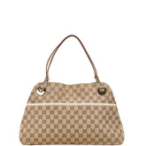 グッチ GGキャンバス ハンドバッグ トートバッグ 121023 ベージュ ホワイト キャンバス レザー レディース GUCCI 【中古】
