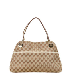 グッチ GGキャンバス ハンドバッグ トートバッグ 121023 ベージュ ホワイト キャンバス レザー レディース GUCCI 【中古】