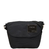フェンディ ロゴプレート ショルダーバッグ ブラック シルバー ナイロン レディース FENDI 【中古】