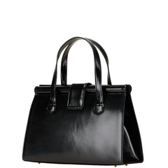 サンローラン ロゴプレート ハンドバッグ ブラック レザー レディース SAINT LAURENT 【中古】