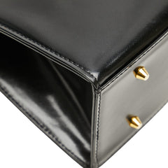 サンローラン ロゴプレート ハンドバッグ ブラック レザー レディース SAINT LAURENT 【中古】