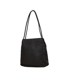 プラダ 三角ロゴプレート トートバッグ ハンドバッグ ブラック ナイロン レディース PRADA 【中古】