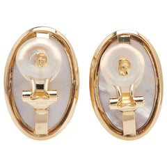 K18YG イエローゴールド マベパール約11.5×18.5mm ピアス レディース 【中古】