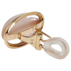 K18YG イエローゴールド マベパール約11.5×18.5mm ピアス レディース 【中古】