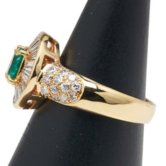 K18YG イエローゴールド エメラルド0.55ct ダイヤ1.25ct リング 指輪 レディース 13号 【中古】