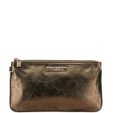 ティファニー ロゴプレート ポーチ ブロンズ レザー レディース TIFFANY&Co. 【中古】