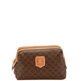 セリーヌ マカダム ポーチ ブラウン PVC レザー レディース CELINE 【中古】