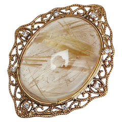 K18YG イエローゴールド ルチルクォーツダイヤ30.65ct ダイヤ0.10ct ペンダントトップ レディース 【中古】