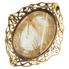 K18YG イエローゴールド ルチルクォーツダイヤ30.65ct ダイヤ0.10ct ペンダントトップ レディース 【中古】