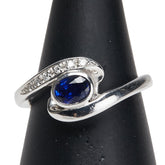 Pt900 プラチナ サファイア0.59ct ダイヤ0.06ct リング 指輪 レディース 15号 【中古】