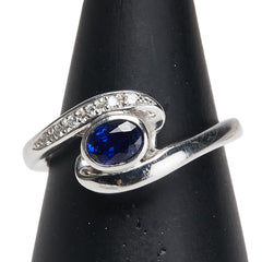 Pt900 プラチナ サファイア0.59ct ダイヤ0.06ct リング 指輪 レディース 15号 【中古】